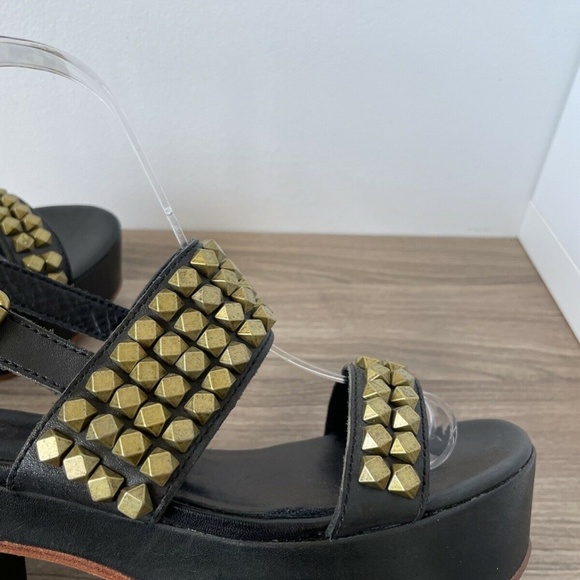 ASH Sandal Platform Black Leather Studded Sz 37/ 7 US Women❤️ - Picture 4 of 8